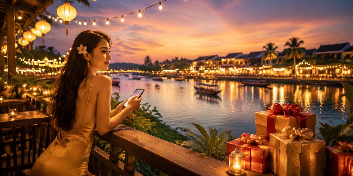 Người dùng tại Hội An thư giãn bên cà phê trong khi xem thông tin cá cược an toàn